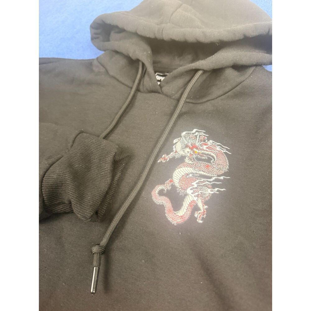 Super Massive Men M Black Dragon Graphic Pullover Hoodie Streetwear